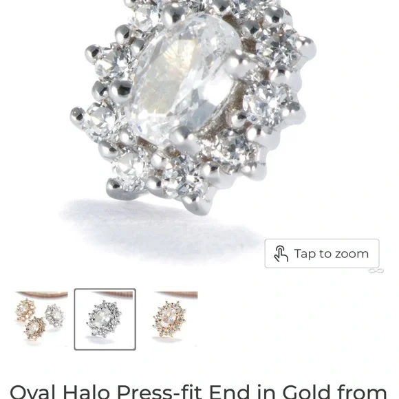 (2) oval halo ember body jewelry ends - Picture 2 of 10